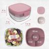 imageBentgo Glass AllinOne Salad Container  Large 61oz Salad Bowl with Lid 4Compartment BentoStyle Tray 3oz Sauce Container and Reusable Fork  Dishwasher Microwave and Oven Safe LavenderRose