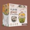 imageBentgo Glass AllinOne Salad Container  Large 61oz Salad Bowl with Lid 4Compartment BentoStyle Tray 3oz Sauce Container and Reusable Fork  Dishwasher Microwave and Oven Safe LavenderInky Abstract  Neutrals