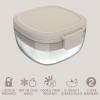 imageBentgo Glass AllinOne Salad Container  Large 61oz Salad Bowl with Lid 4Compartment BentoStyle Tray 3oz Sauce Container and Reusable Fork  Dishwasher Microwave and Oven Safe LavenderWhite Stone Tan