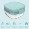 imageBentgo Glass AllinOne Salad Container  Large 61oz Salad Bowl with Lid 4Compartment BentoStyle Tray 3oz Sauce Container and Reusable Fork  Dishwasher Microwave and Oven Safe LavenderCoastal Seaglass