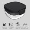 imageBentgo Glass AllinOne Salad Container  Large 61oz Salad Bowl with Lid 4Compartment BentoStyle Tray 3oz Sauce Container and Reusable Fork  Dishwasher Microwave and Oven Safe LavenderBlack Onyx