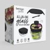 imageBentgo Glass AllinOne Salad Container  Large 61oz Salad Bowl with Lid 4Compartment BentoStyle Tray 3oz Sauce Container and Reusable Fork  Dishwasher Microwave and Oven Safe LavenderBlack Onyx