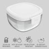 imageBentgo Glass AllinOne Salad Container  Large 61oz Salad Bowl with Lid 4Compartment BentoStyle Tray 3oz Sauce Container and Reusable Fork  Dishwasher Microwave and Oven Safe LavenderWhite