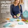 imageBentgo Glass LeakProof Food Storage Set  4Piece Glass Containers with BPAFree Airtight Lids Reusable ampamp Durable for Leftovers ampamp Meal Prep  Microwave Freezer Oven ampamp Dishwasher Safe Soft Aqua6Piece Set Soft Aqua