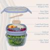 imageBentgo Glass Prints AllinOne Salad Container  61oz Tinted Glass Salad Bowl with Lid BentoStyle Tray Sauce Container ampamp Reusable Fork  Dishwasher ampamp Microwave Safe Wildly Chic  Soft Blue