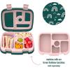imageBentgo Kids Prints Tray with Transparent Cover  Reusable BPAFree 5Compartment Meal Prep Container with BuiltIn Portion Control for Healthy Meals At Home ampamp On the Go SafariGreen Rainbow