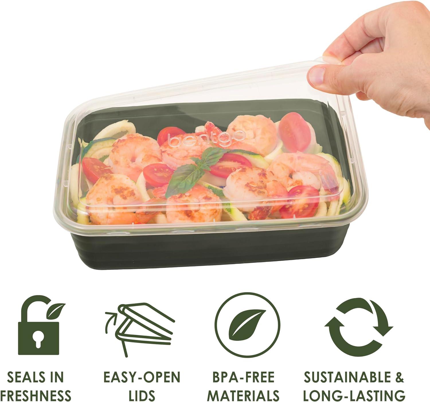 imageBentgo 20Piece Lightweight Durable Reusable BPAFree 1Compartment Containers  Microwave Freezer Dishwasher Safe  Blush PinkKhaki Green