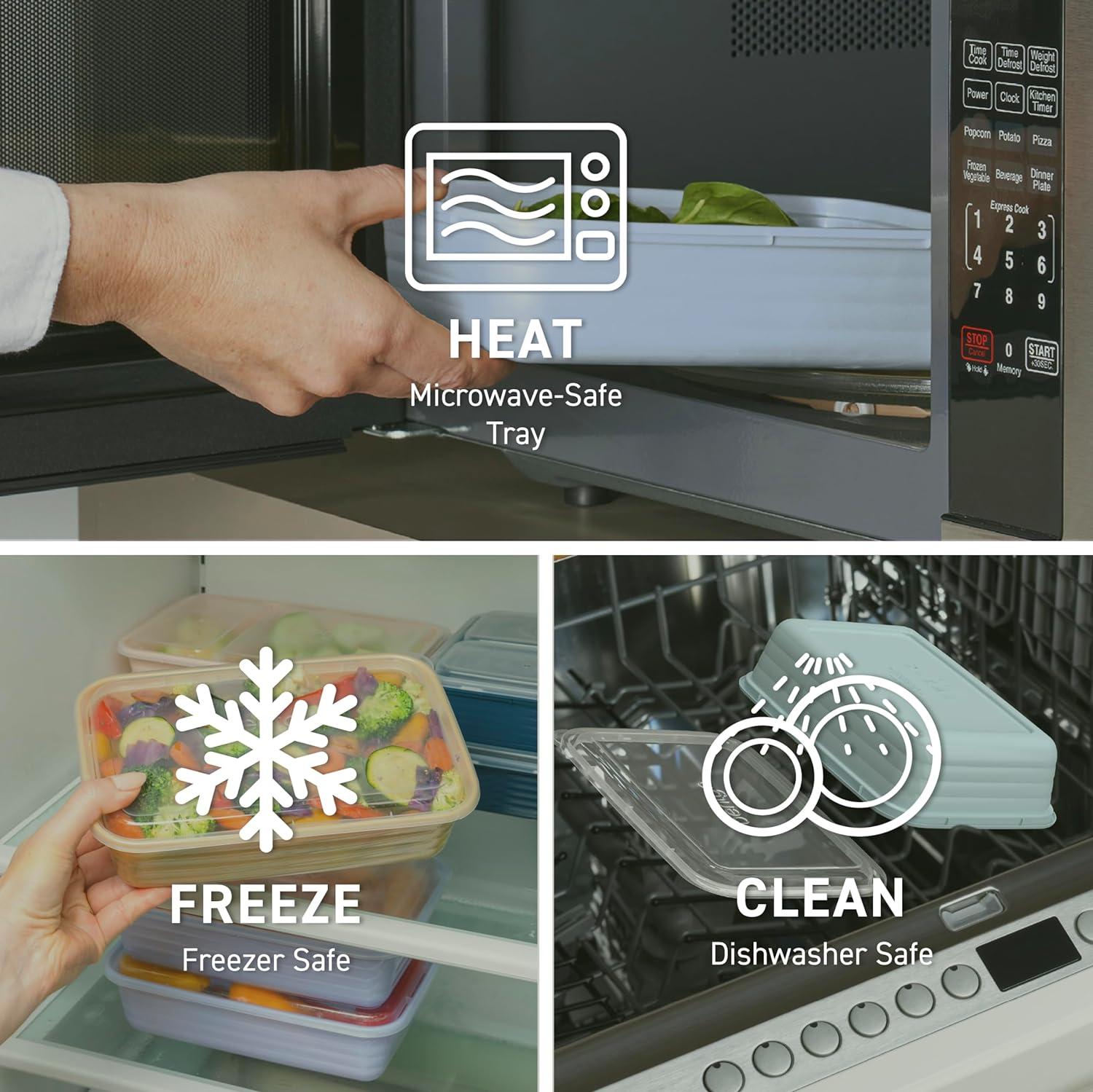 imageBentgo 20Piece Lightweight Durable Reusable BPAFree 1Compartment Containers  Microwave Freezer Dishwasher Safe  Blush PinkKhaki Green