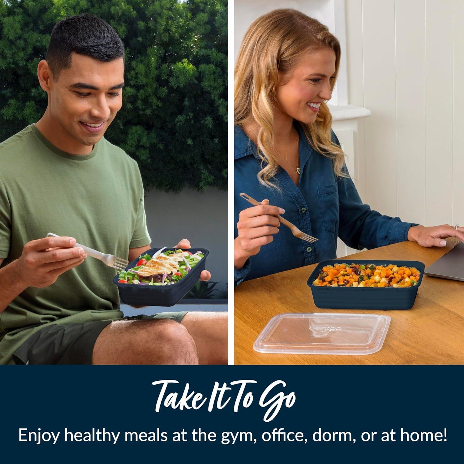 imageBentgo 20Piece Lightweight Durable Reusable BPAFree 1Compartment Containers  Microwave Freezer Dishwasher Safe  Blush PinkNavy Blue