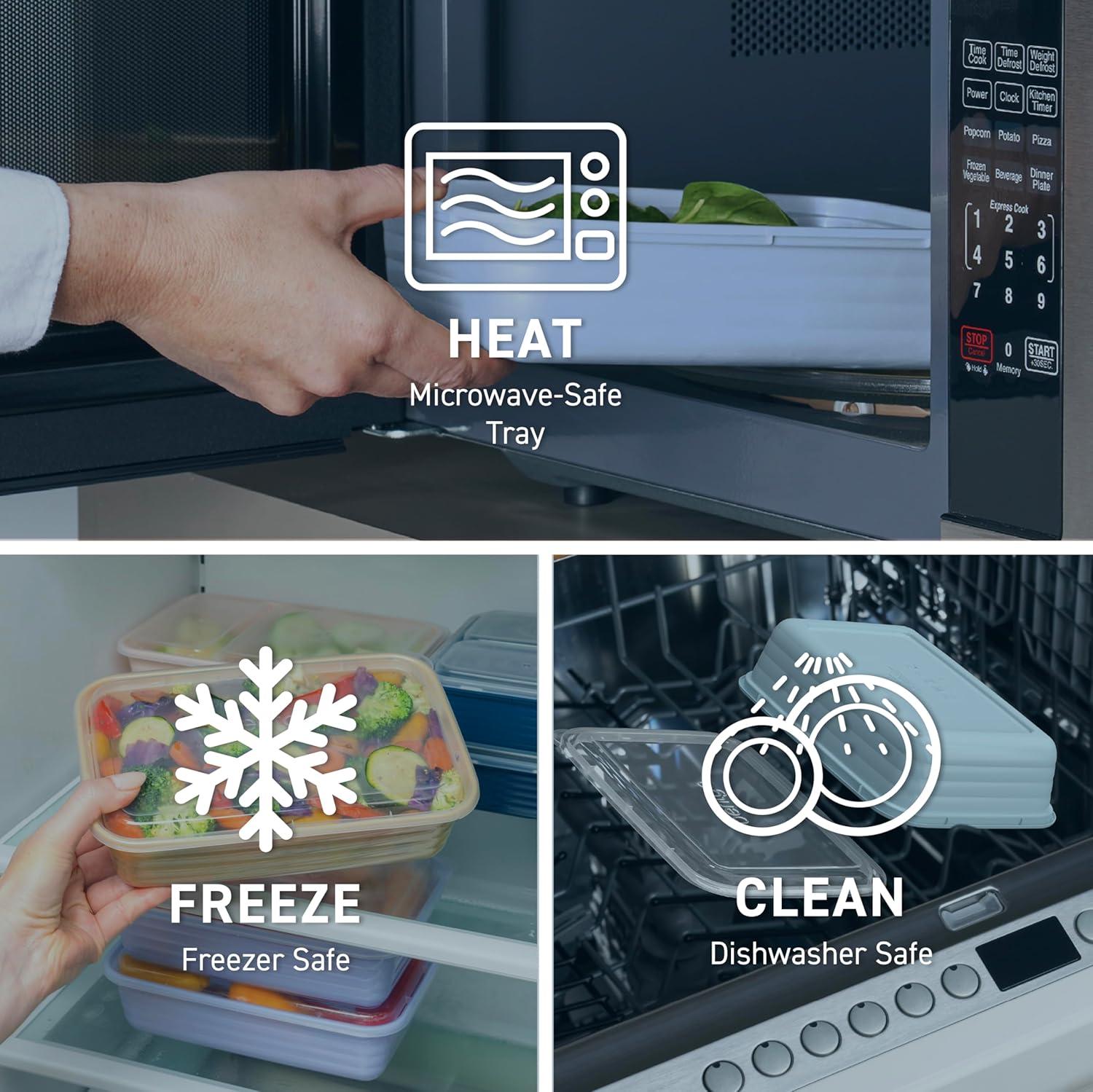 imageBentgo 20Piece Lightweight Durable Reusable BPAFree 1Compartment Containers  Microwave Freezer Dishwasher Safe  Blush PinkNavy Blue