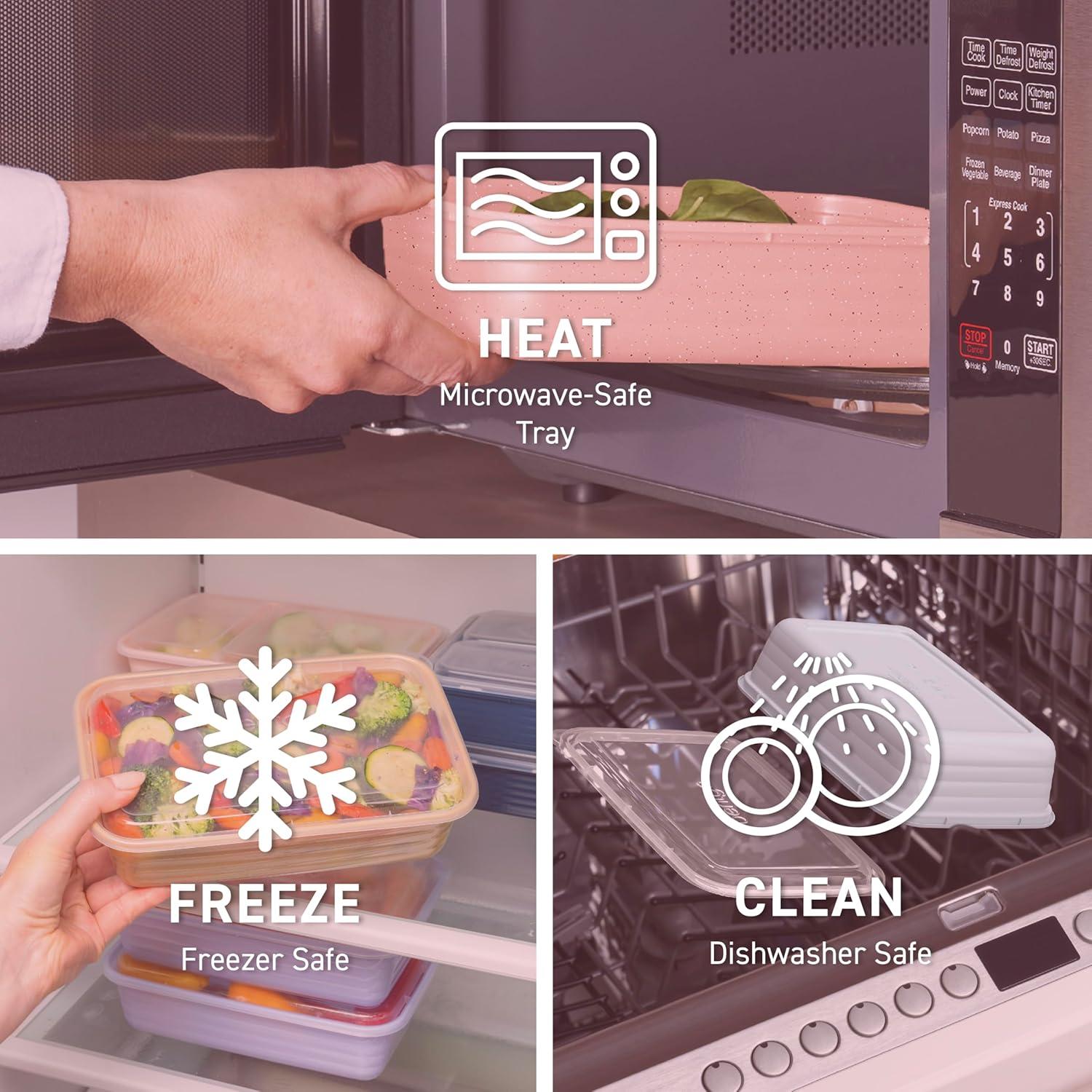 imageBentgo 20Piece Lightweight Durable Reusable BPAFree 1Compartment Containers  Microwave Freezer Dishwasher Safe  Blush PinkPeony Glitter