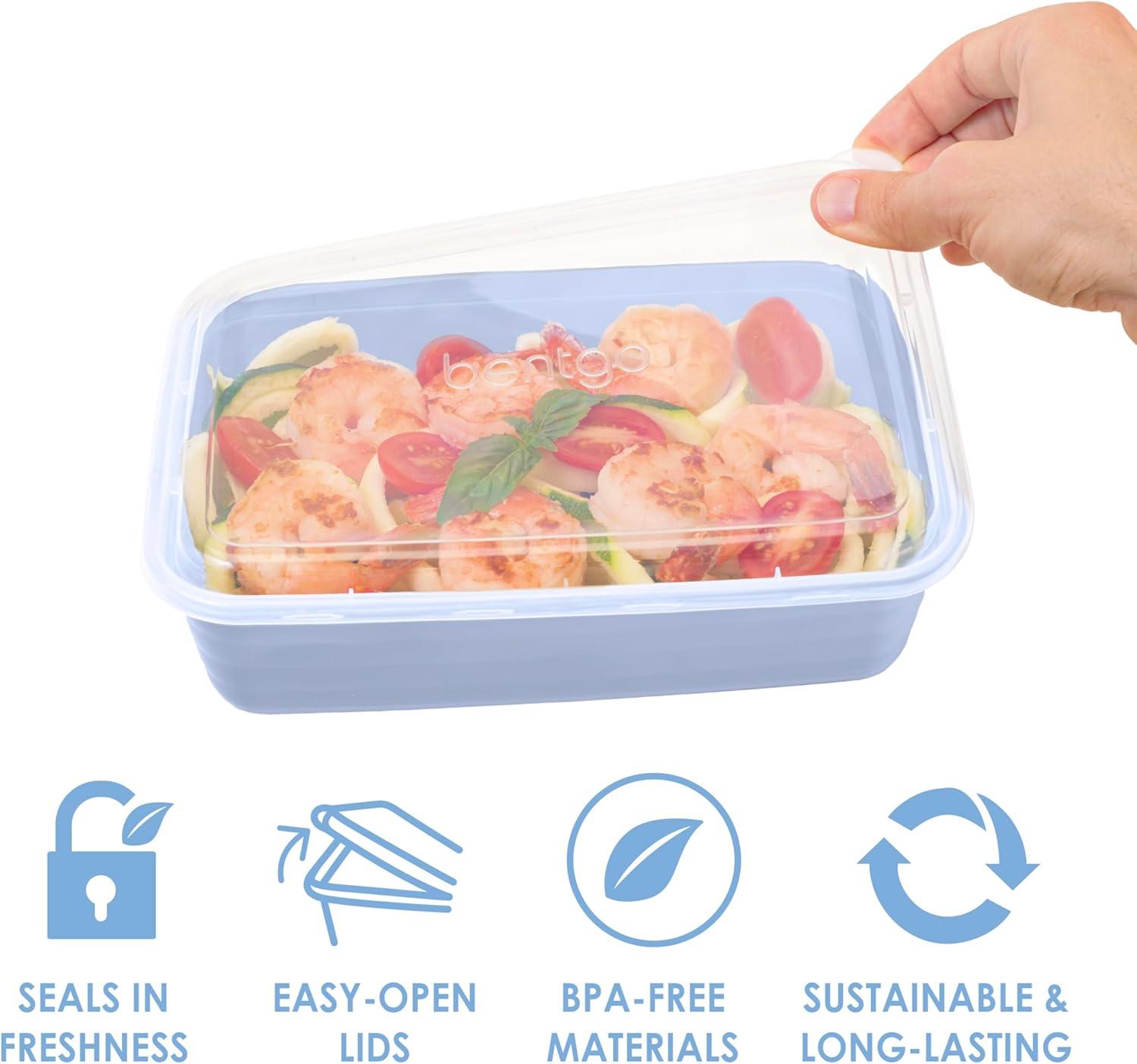 imageBentgo 20Piece Lightweight Durable Reusable BPAFree 1Compartment Containers  Microwave Freezer Dishwasher Safe  Blush PinkPeriwinkle