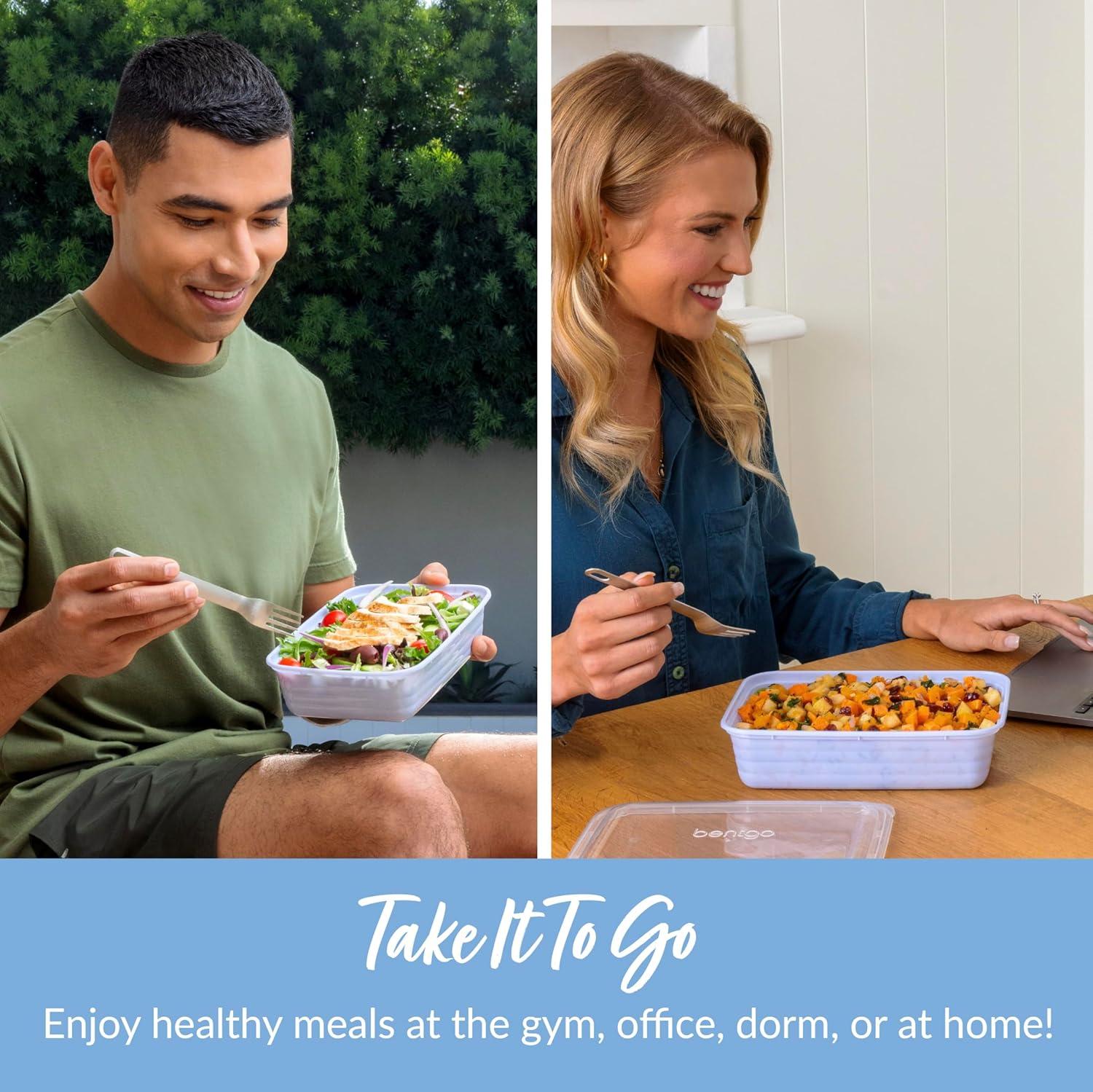 imageBentgo 20Piece Lightweight Durable Reusable BPAFree 1Compartment Containers  Microwave Freezer Dishwasher Safe  Blush PinkPeriwinkle