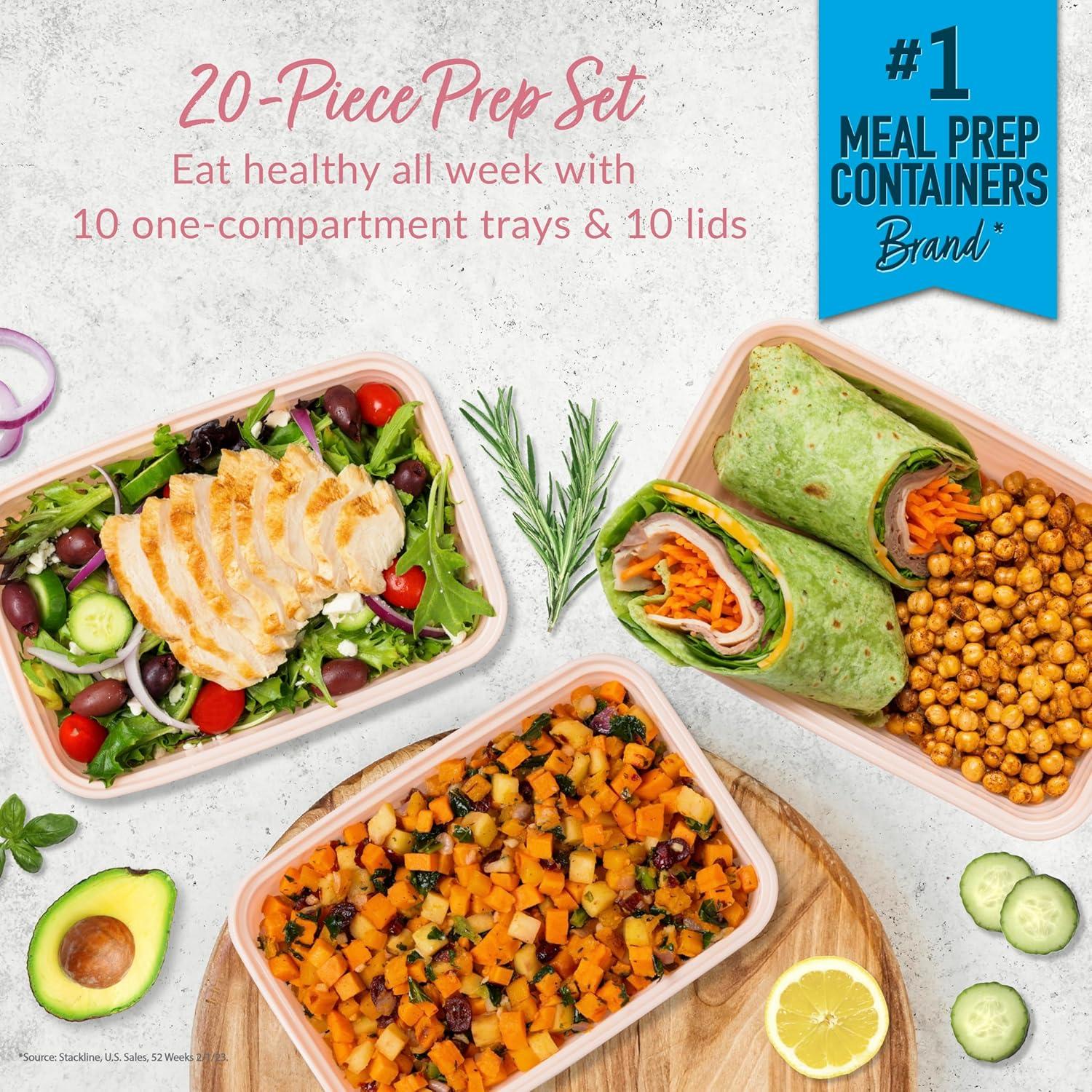 imageBentgo 20Piece Lightweight Durable Reusable BPAFree 1Compartment Containers  Microwave Freezer Dishwasher Safe  Navy BlueBlush Pink