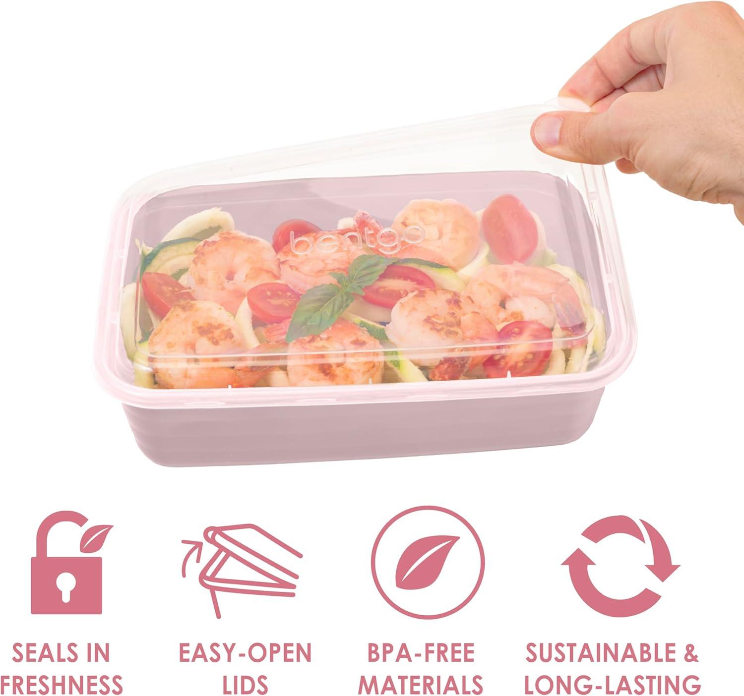 imageBentgo 20Piece Lightweight Durable Reusable BPAFree 1Compartment Containers  Microwave Freezer Dishwasher Safe  Navy BlueBlush Pink
