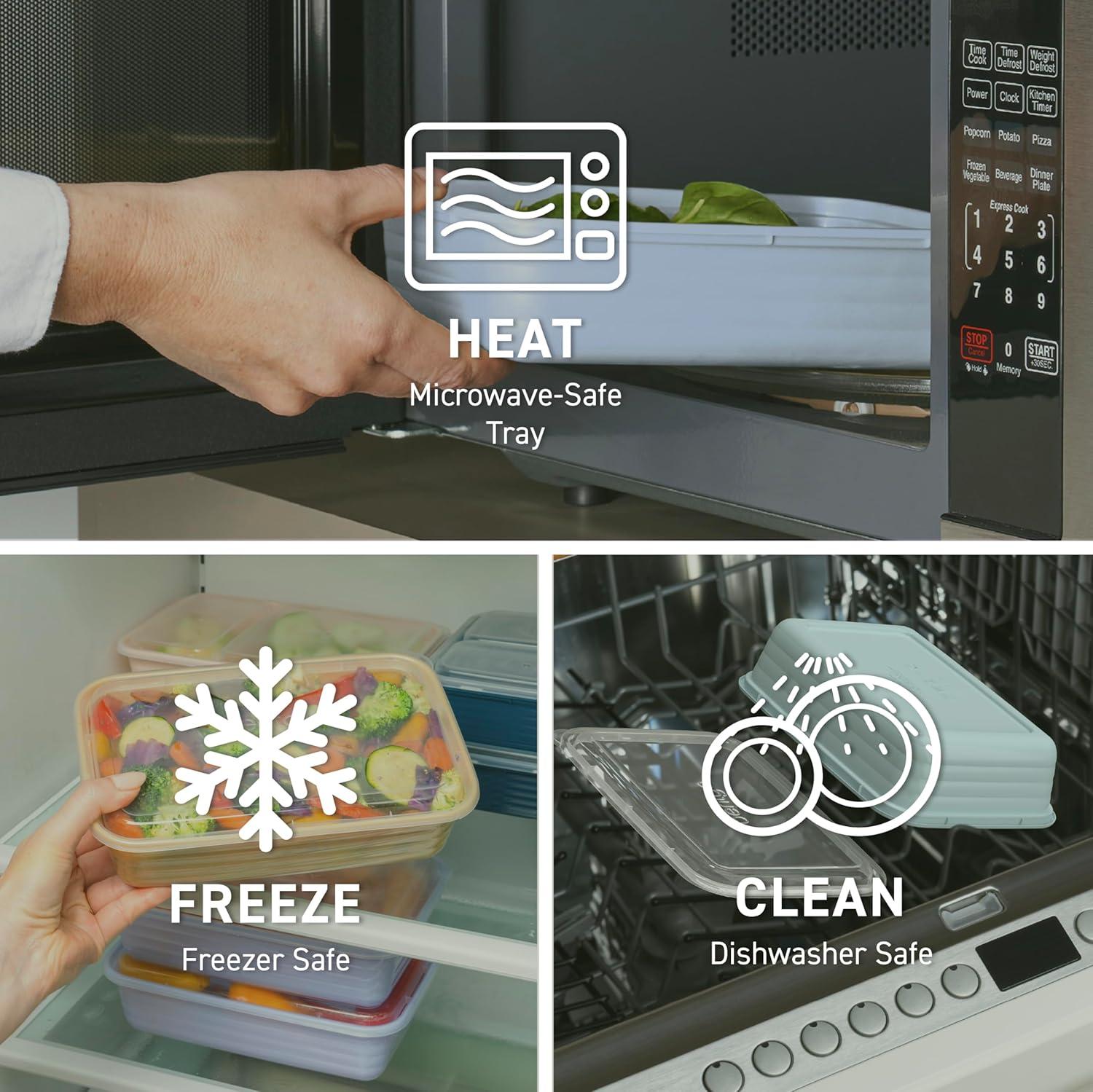 imageBentgo 20Piece Lightweight Durable Reusable BPAFree 1Compartment Containers  Microwave Freezer Dishwasher Safe  Navy BlueKhaki Green