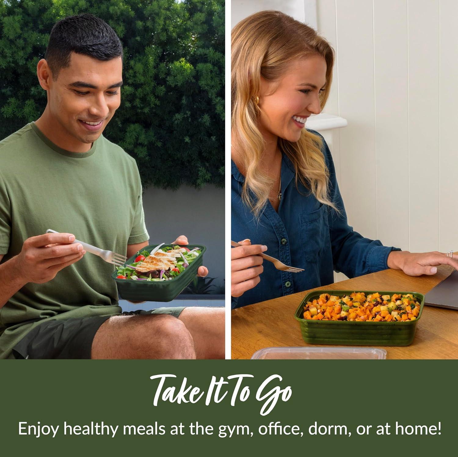 imageBentgo 20Piece Lightweight Durable Reusable BPAFree 1Compartment Containers  Microwave Freezer Dishwasher Safe  Navy BlueKhaki Green