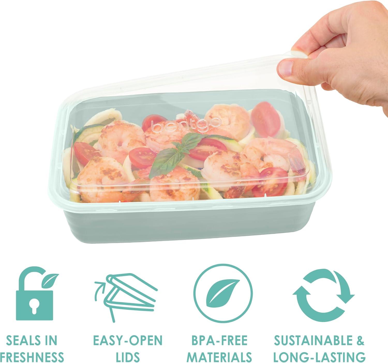 imageBentgo 20Piece Lightweight Durable Reusable BPAFree 1Compartment Containers  Microwave Freezer Dishwasher Safe  Navy BlueMint