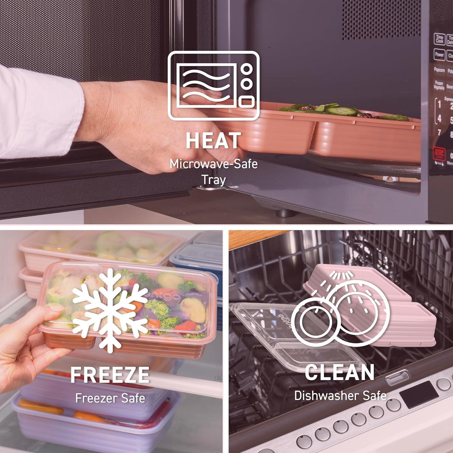 imageBentgo 20Piece Lightweight Durable Reusable BPAFree 2Compartment Containers  Microwave Freezer Dishwasher Safe  SkyBlush Pink