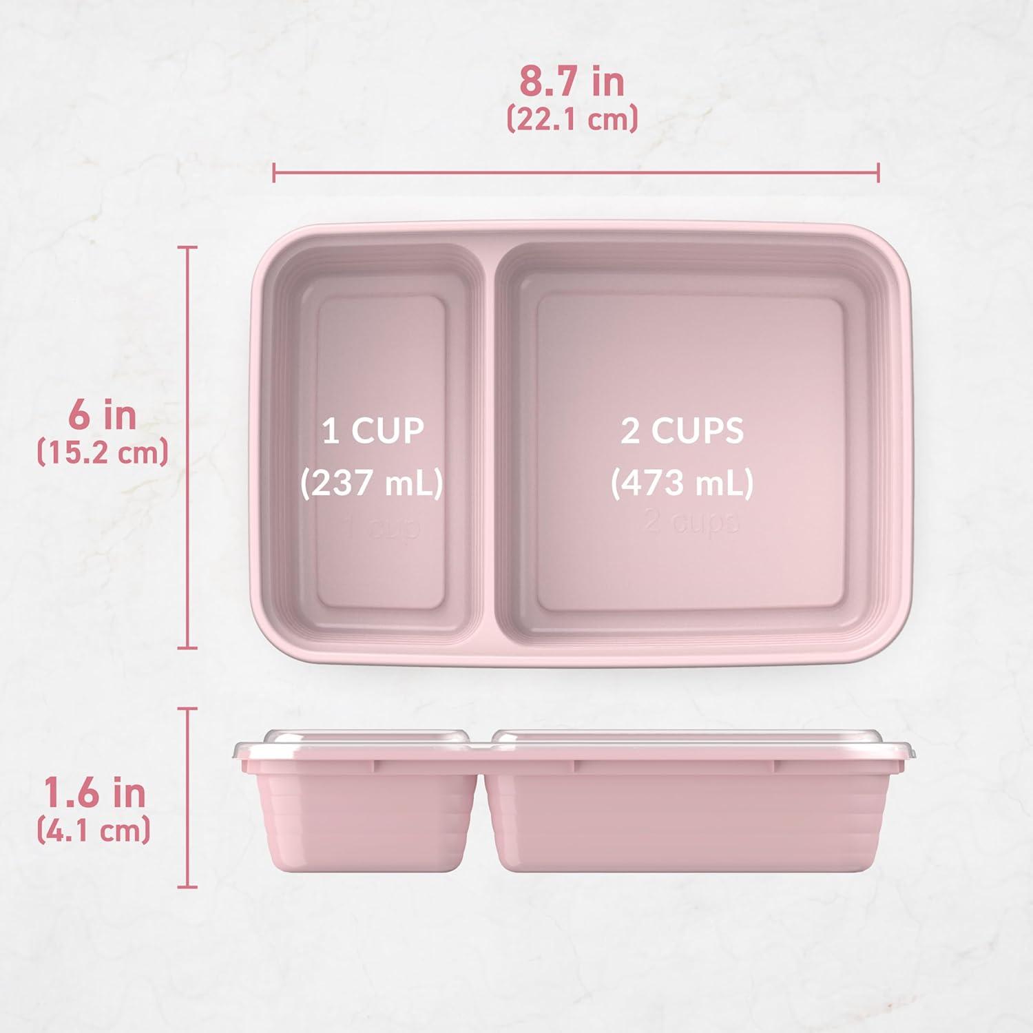 imageBentgo 20Piece Lightweight Durable Reusable BPAFree 2Compartment Containers  Microwave Freezer Dishwasher Safe  SkyBlush Pink