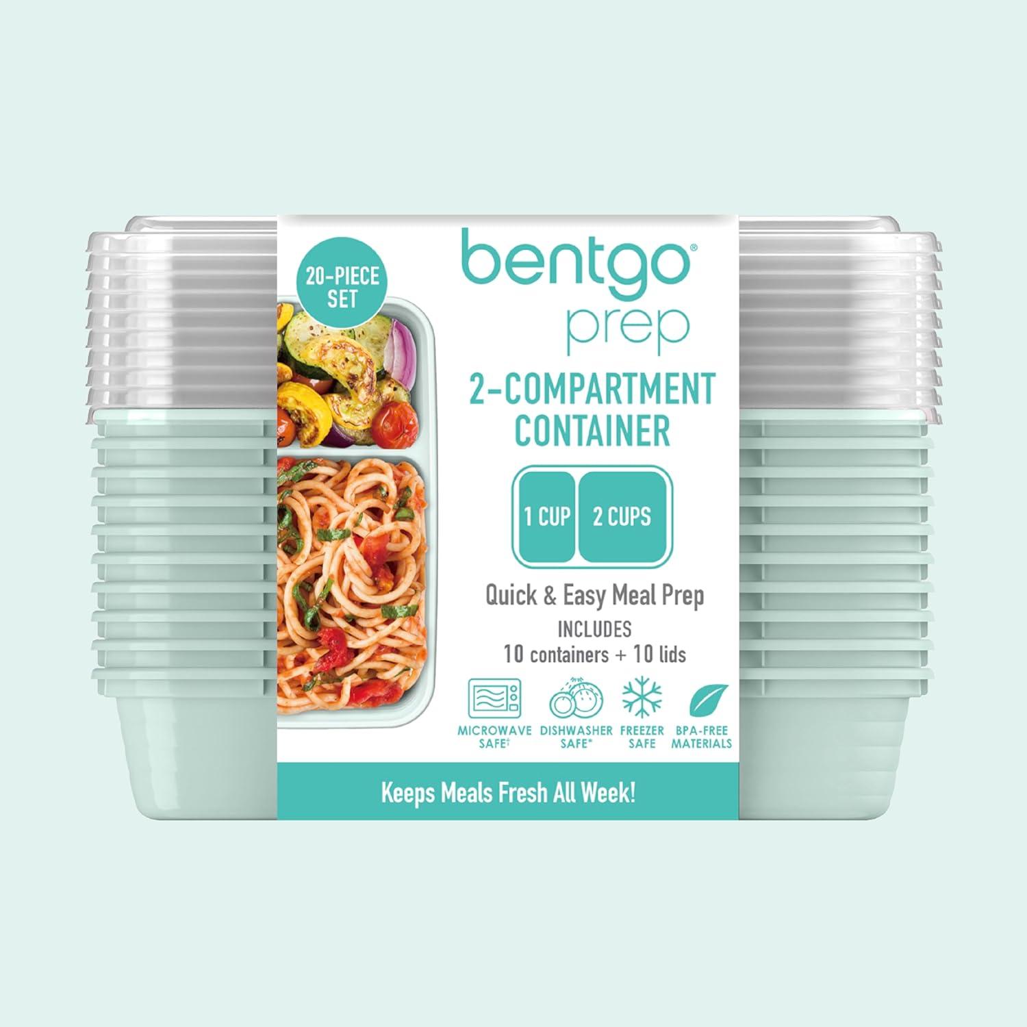 imageBentgo 20Piece Lightweight Durable Reusable BPAFree 2Compartment Containers  Microwave Freezer Dishwasher Safe  SkyMint