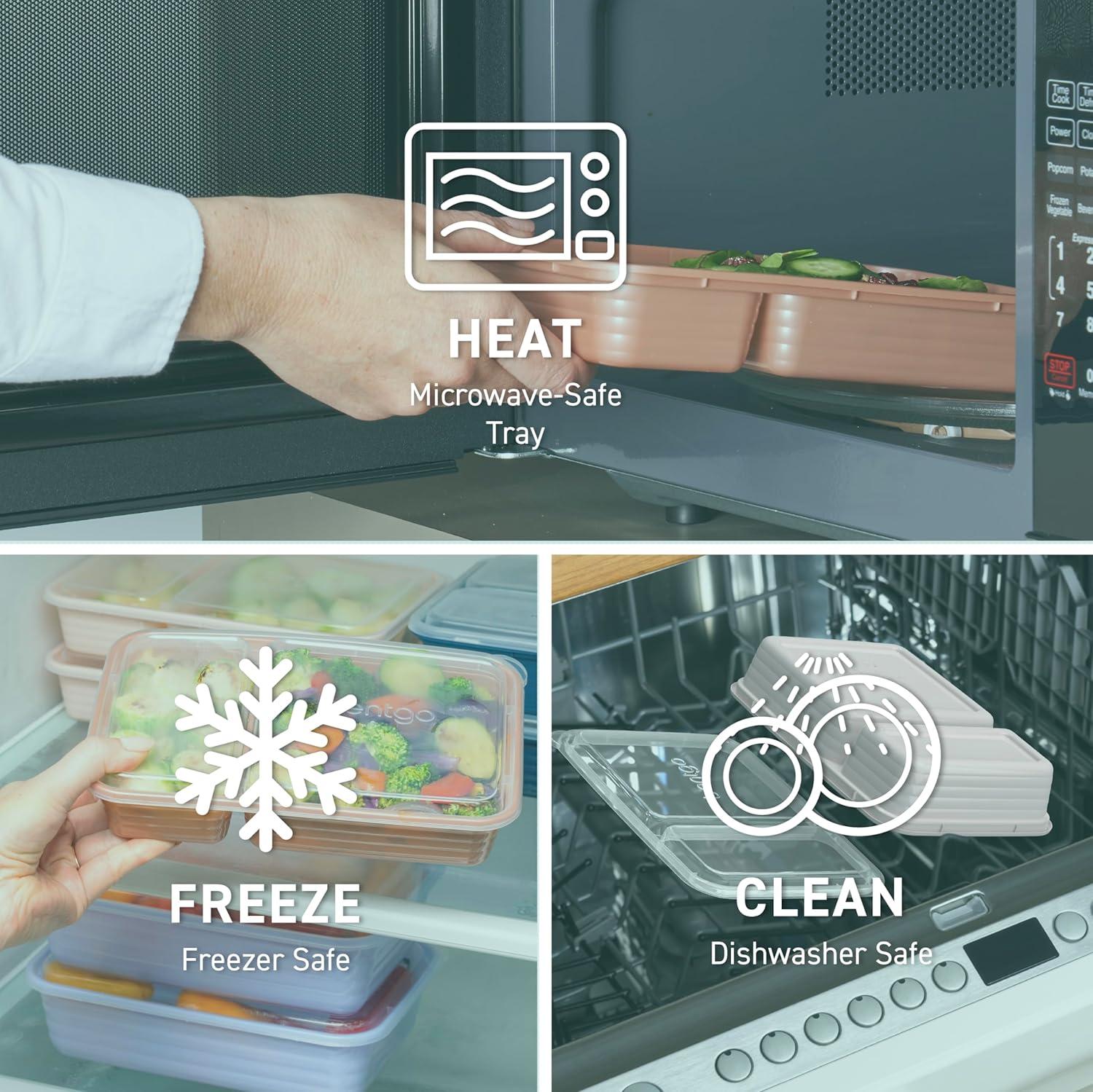 imageBentgo 20Piece Lightweight Durable Reusable BPAFree 2Compartment Containers  Microwave Freezer Dishwasher Safe  SkyMint