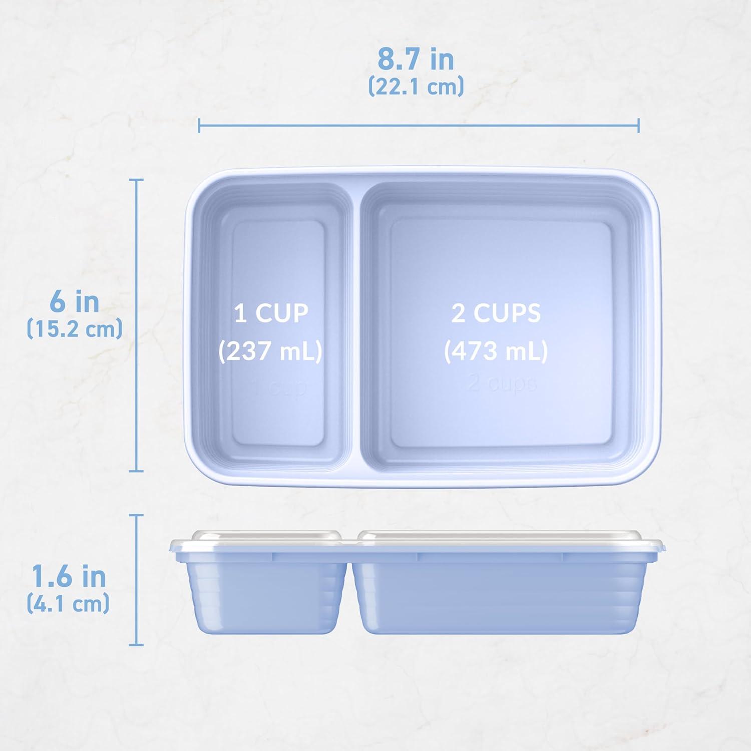 imageBentgo 20Piece Lightweight Durable Reusable BPAFree 2Compartment Containers  Microwave Freezer Dishwasher Safe  SkyPeriwinkle