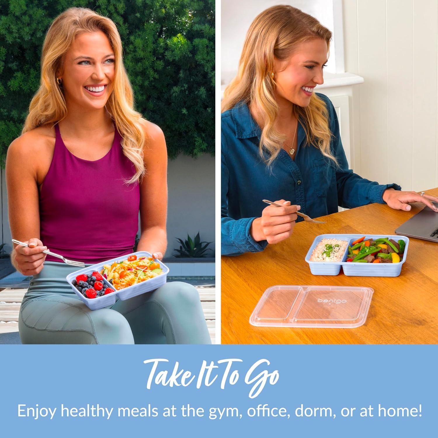 imageBentgo 20Piece Lightweight Durable Reusable BPAFree 2Compartment Containers  Microwave Freezer Dishwasher Safe  SkyPeriwinkle