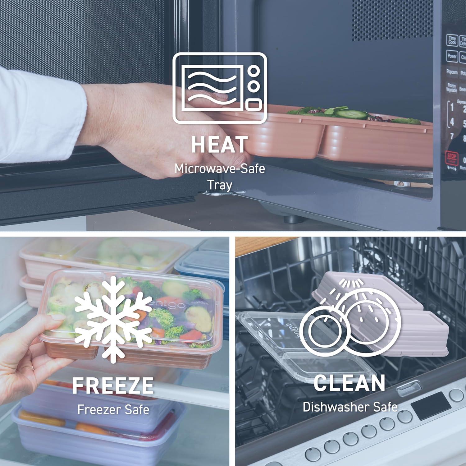 imageBentgo 20Piece Lightweight Durable Reusable BPAFree 2Compartment Containers  Microwave Freezer Dishwasher Safe  SkyPeriwinkle