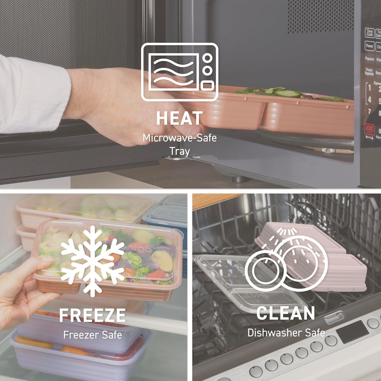 imageBentgo 20Piece Lightweight Durable Reusable BPAFree 2Compartment Containers  Microwave Freezer Dishwasher Safe  SkyWhisper Gray