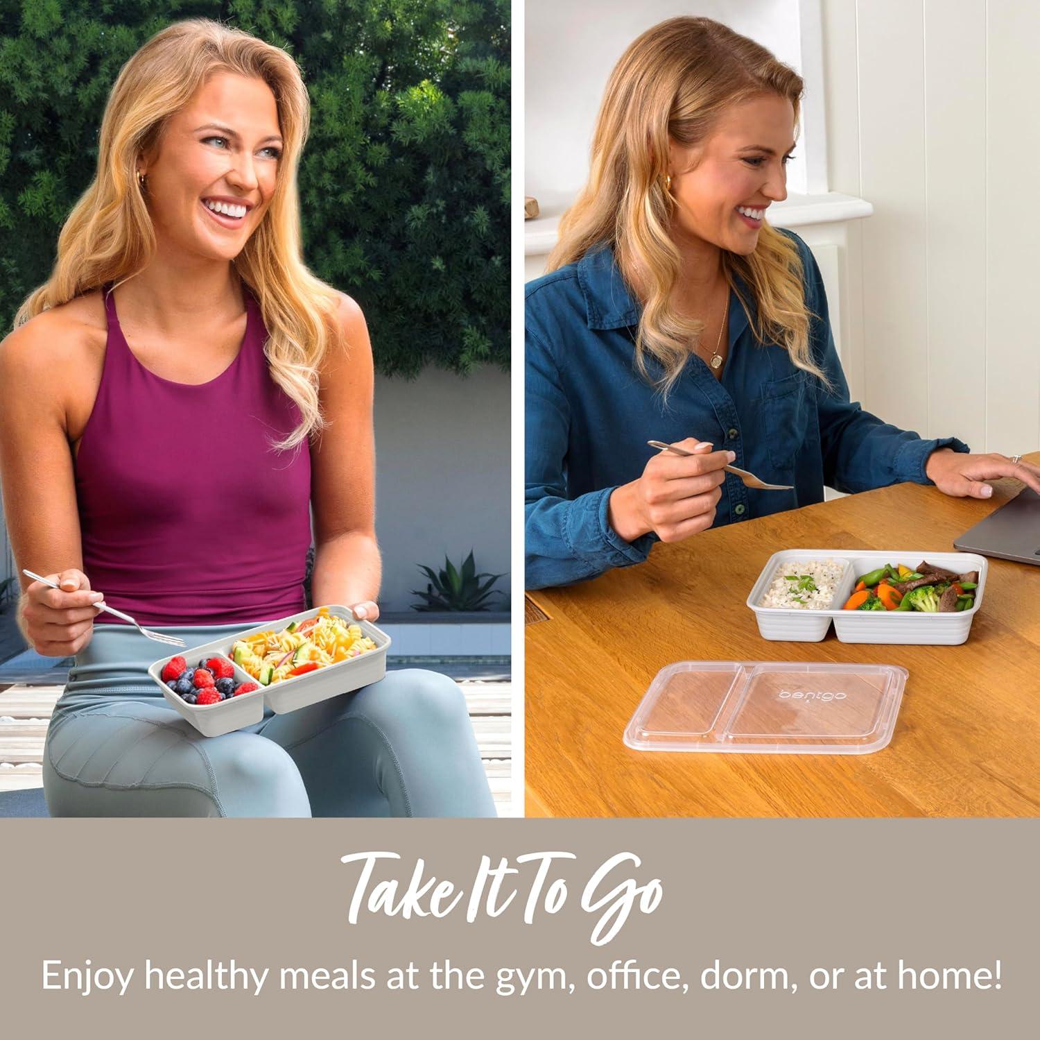 imageBentgo 20Piece Lightweight Durable Reusable BPAFree 2Compartment Containers  Microwave Freezer Dishwasher Safe  SkyWhisper Gray