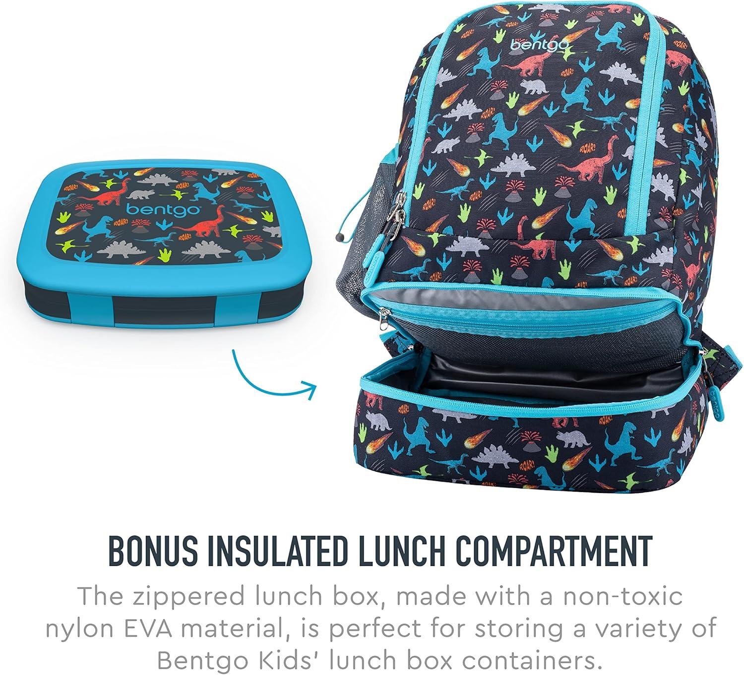 imageBentgo 2in1 Backpack ampamp Insulated Lunch Bag Set With Kids Prints Lunch Box Dinosaur