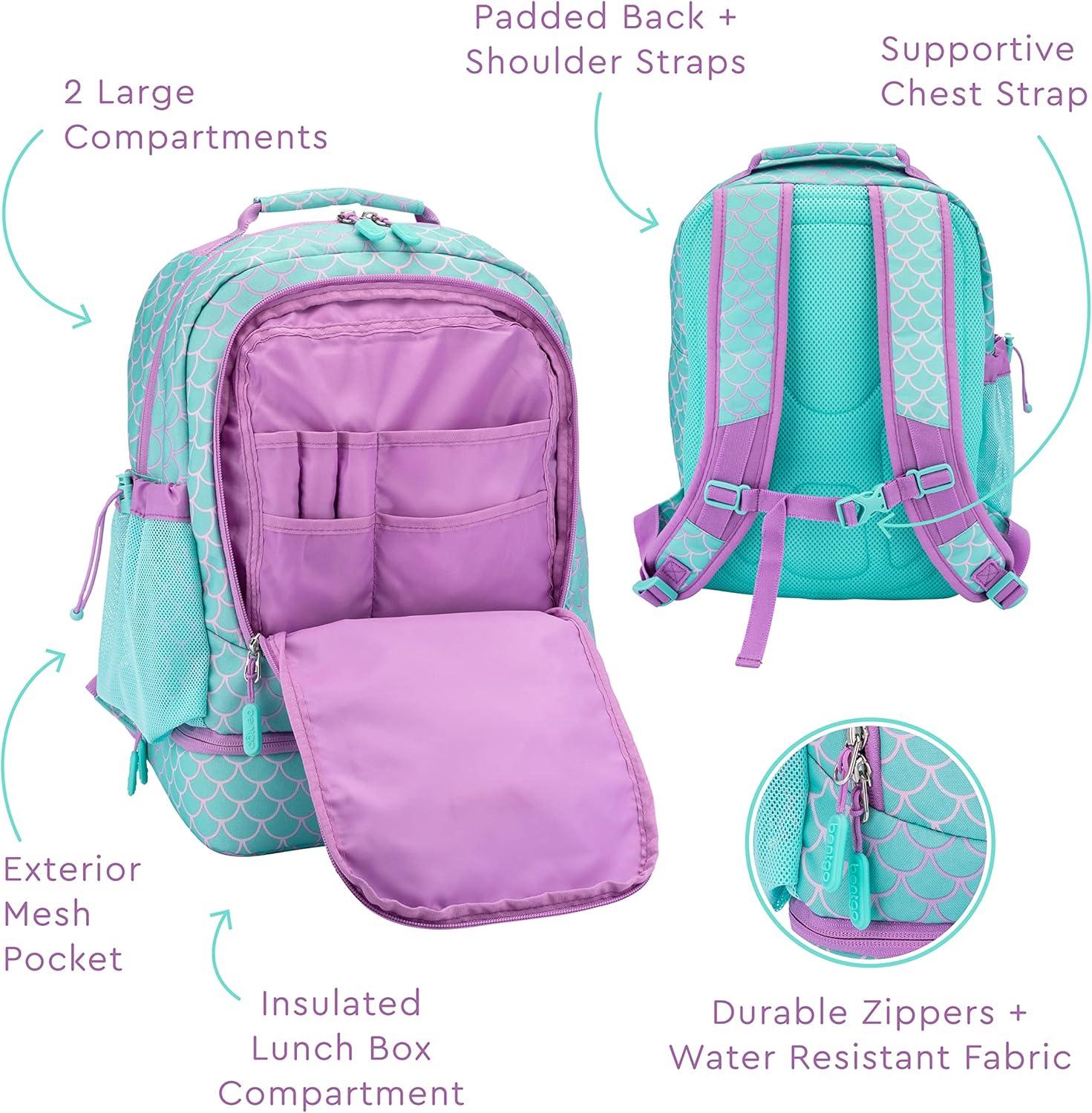 imageBentgo 2in1 Backpack ampamp Insulated Lunch Bag Set With Kids Prints Lunch Box Mermaid Scales