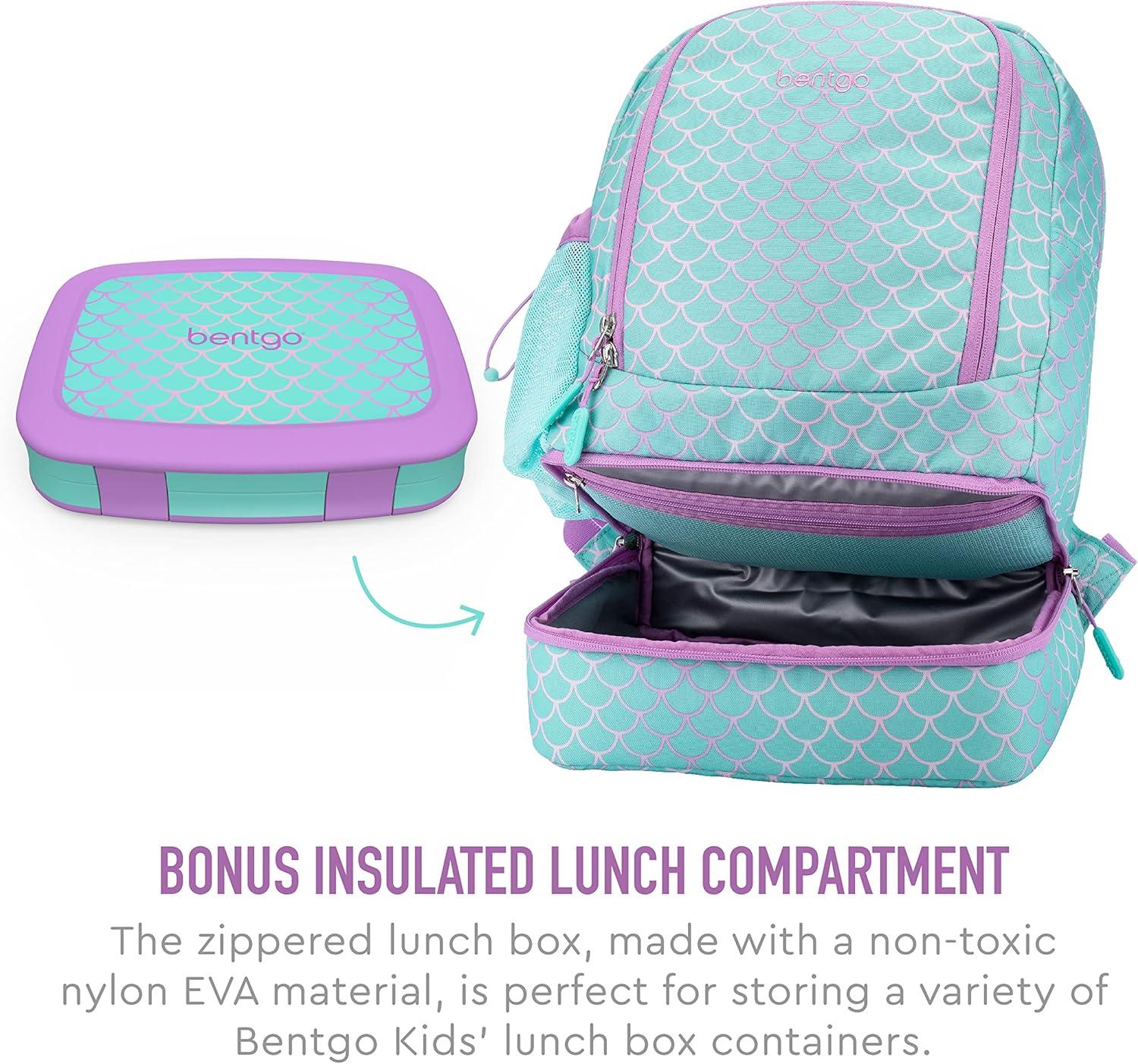imageBentgo 2in1 Backpack ampamp Insulated Lunch Bag Set With Kids Prints Lunch Box Mermaid Scales