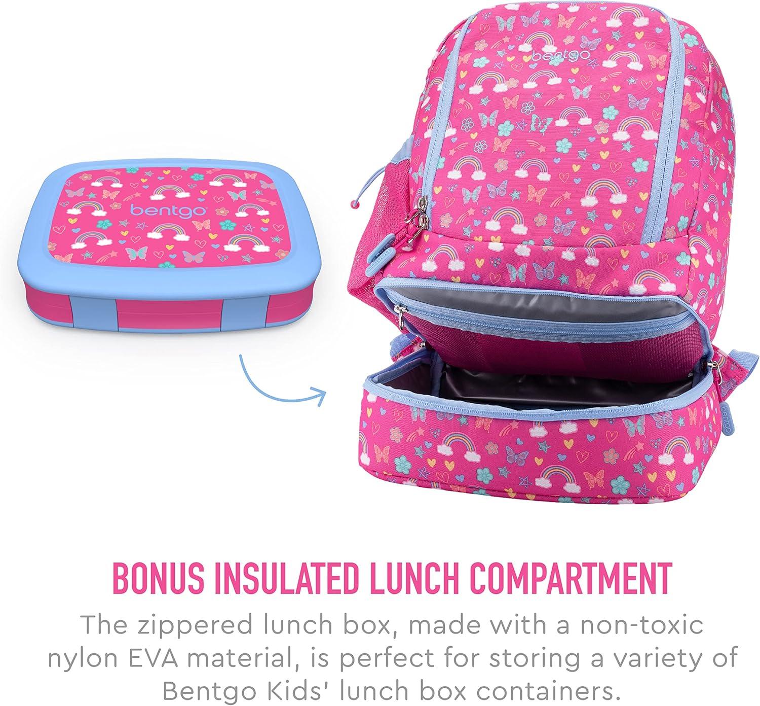imageBentgo 2in1 Backpack ampamp Insulated Lunch Bag Set With Kids Prints Lunch Box Rainbows and Butterflies