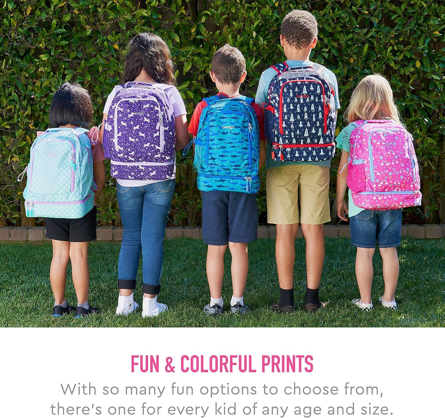 imageBentgo 2in1 Backpack ampamp Insulated Lunch Bag Set With Kids Prints Lunch Box Rainbows and Butterflies