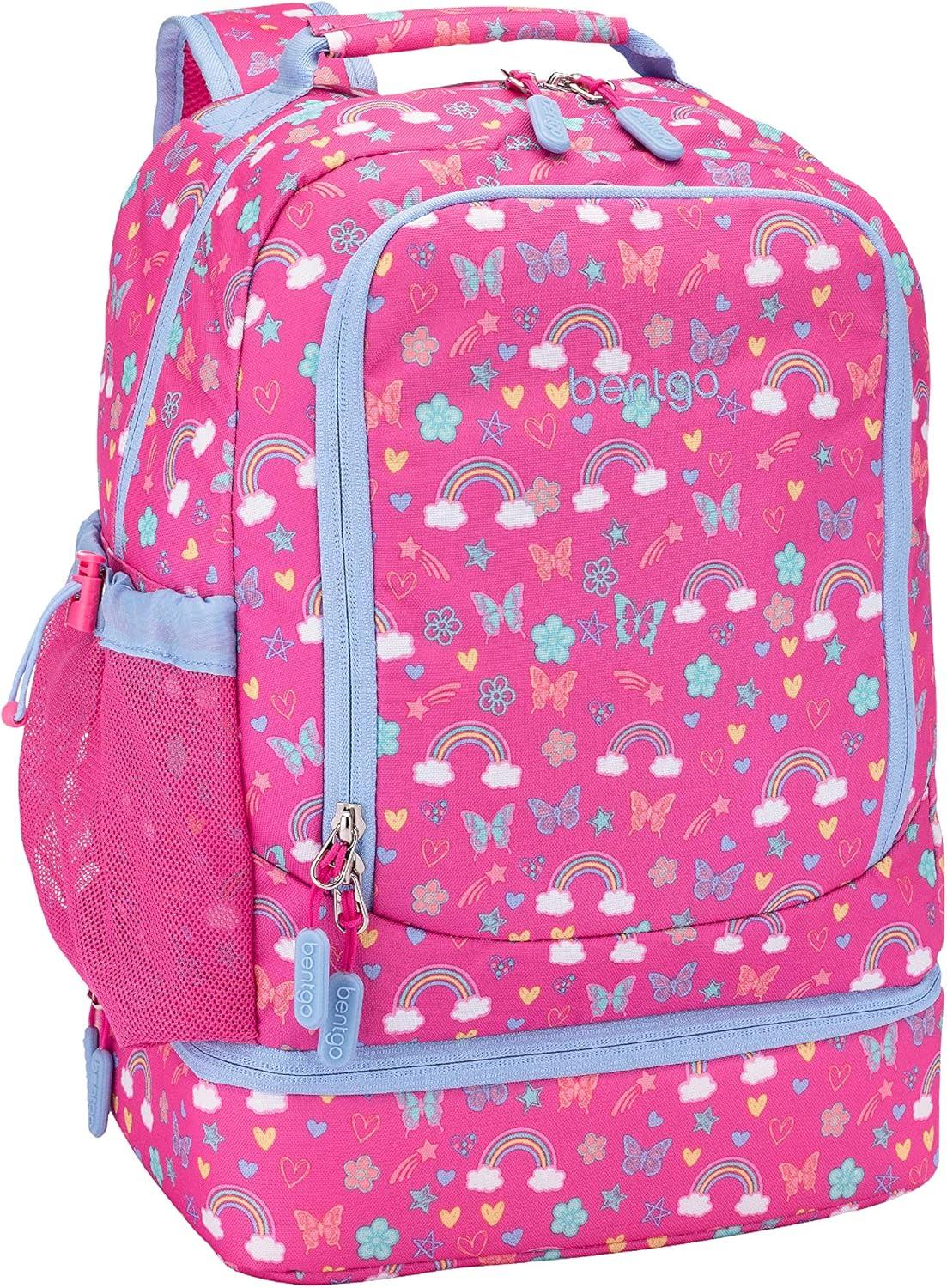 imageBentgo 2in1 Backpack ampamp Insulated Lunch Bag Set With Kids Prints Lunch Box Rainbows and Butterflies