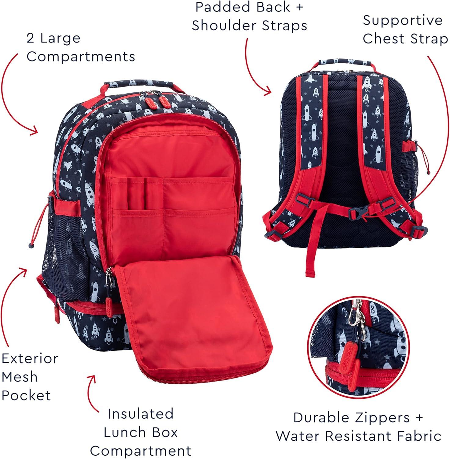 imageBentgo 2in1 Backpack ampamp Insulated Lunch Bag Set With Kids Prints Lunch Box Space Rockets