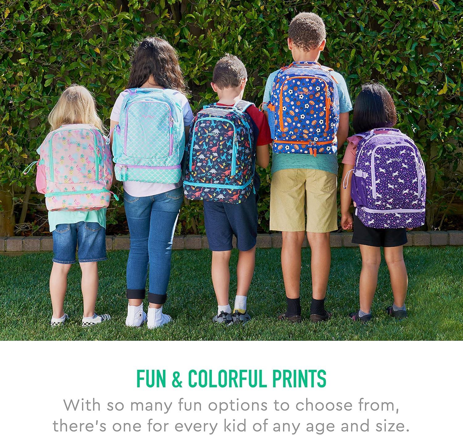 imageBentgo 2in1 Backpack ampamp Insulated Lunch Bag Set With Kids Prints Lunch Box and 4 Reusable Ice Packs Tropical