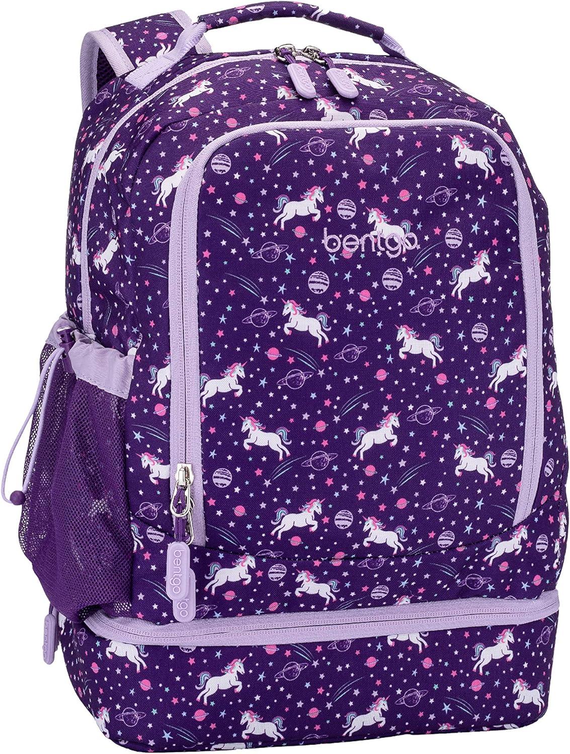 imageBentgo 2in1 Backpack ampamp Insulated Lunch Bag Set With Kids Prints Lunch Box and 4 Reusable Ice Packs Unicorn