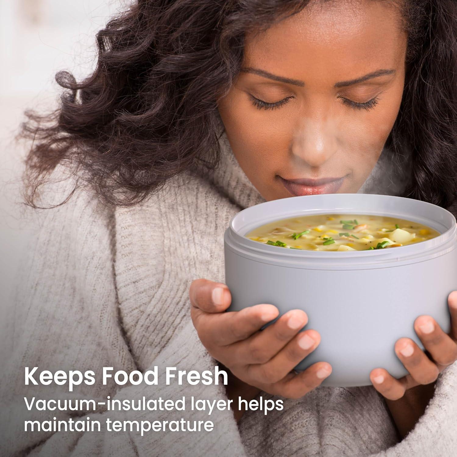 imageBentgo Bowl  Insulated LeakResistant Bowl with Snack Compartment Collapsible Utensils and Improved EasyGrip Design for OntheGo  Holds Soup Rice Cereal ampamp More  BPAFree 212 oz BlushGray