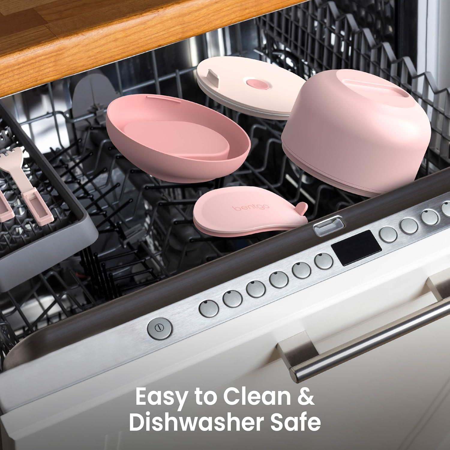 imageBentgo Bowl  Insulated LeakResistant Bowl with Snack Compartment Collapsible Utensils and Improved EasyGrip Design for OntheGo  Holds Soup Rice Cereal ampamp More  BPAFree 212 oz BlushBlush