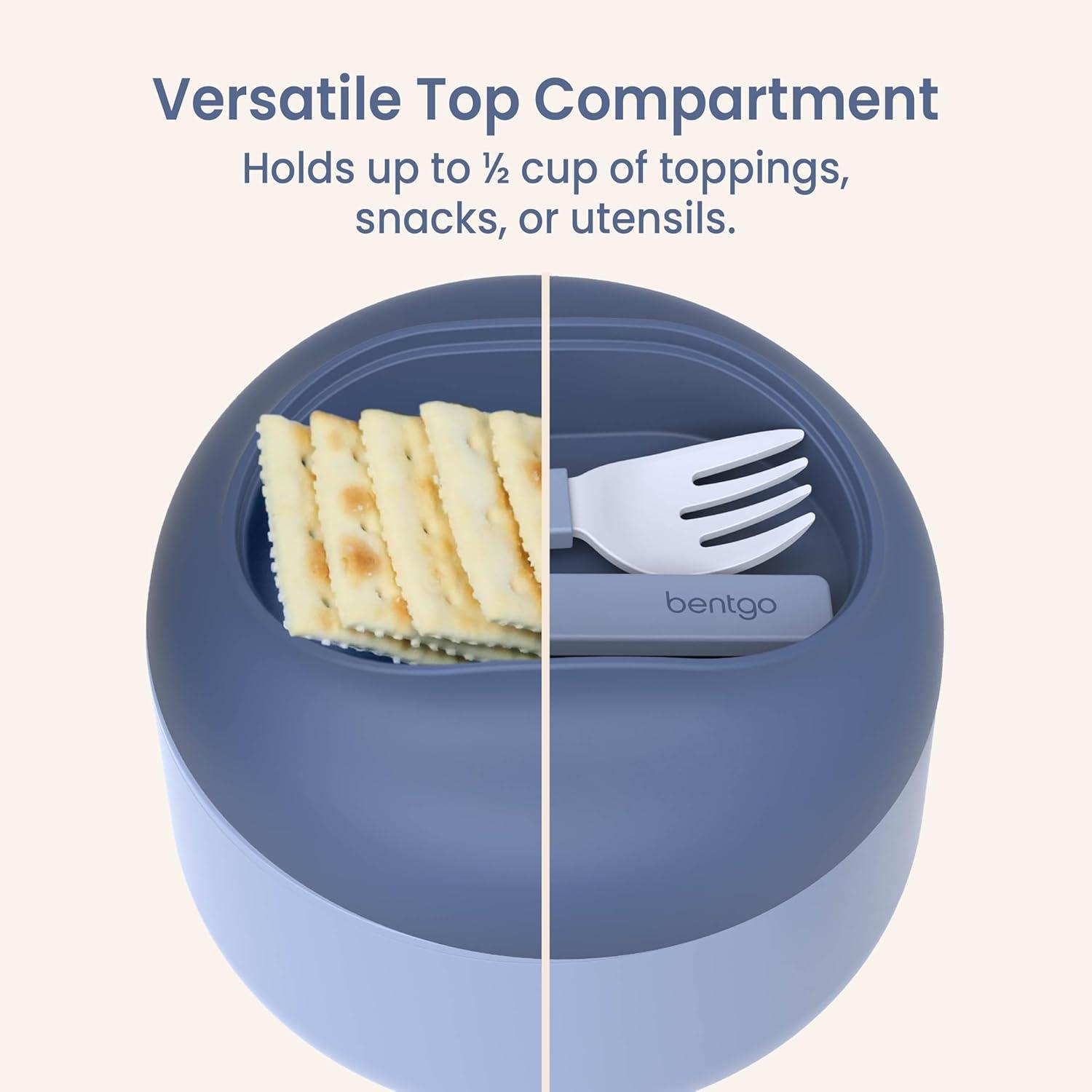 imageBentgo Bowl  Insulated LeakResistant Bowl with Snack Compartment Collapsible Utensils and Improved EasyGrip Design for OntheGo  Holds Soup Rice Cereal ampamp More  BPAFree 212 oz BlushSlate