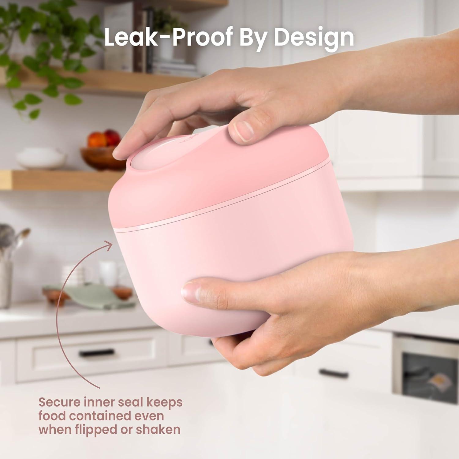 imageBentgo Bowl  Insulated LeakResistant Bowl with Snack Compartment Collapsible Utensils and Improved EasyGrip Design for OntheGo  Holds Soup Rice Cereal ampamp More  BPAFree 212 oz BlushBlush