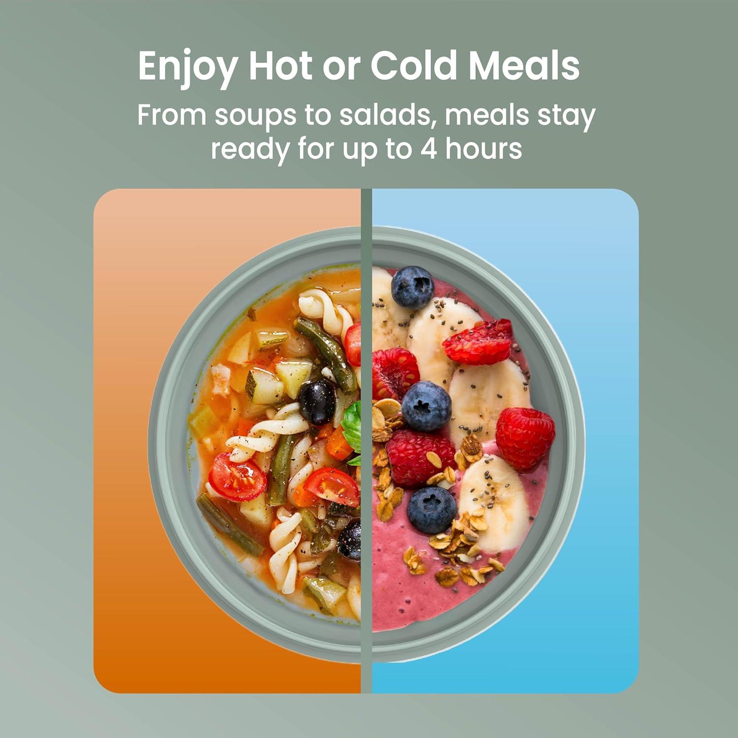 imageBentgo Bowl  Insulated LeakResistant Bowl with Snack Compartment Collapsible Utensils and Improved EasyGrip Design for OntheGo  Holds Soup Rice Cereal ampamp More  BPAFree 212 oz BlushKhaki Green