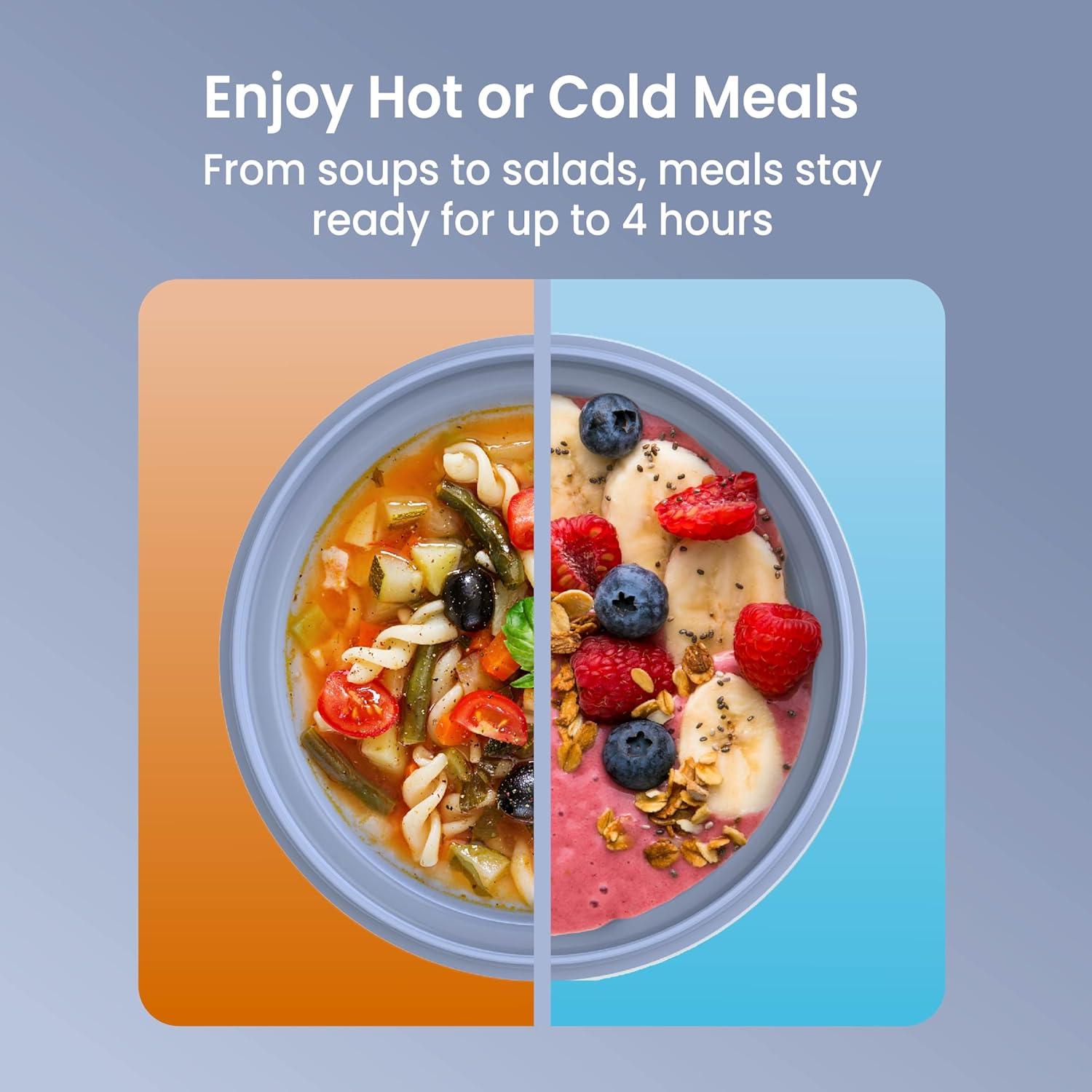 imageBentgo Bowl  Insulated LeakResistant Bowl with Snack Compartment Collapsible Utensils and Improved EasyGrip Design for OntheGo  Holds Soup Rice Cereal ampamp More  BPAFree 212 oz BlushSlate