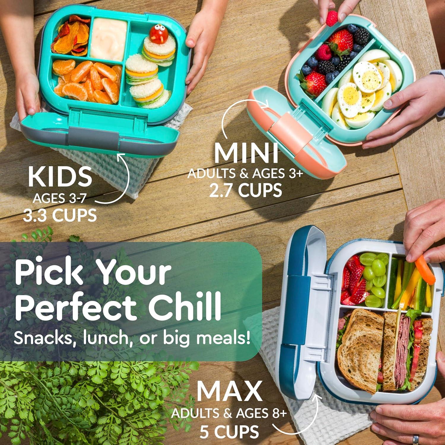 imageBentgo Chill Kids LeakProof Lunch Box  4Compartment Bento Box with BuiltIn Ice Pack 33 Cup Capacity PFAS ampamp BPAFree Microwave ampamp Dishwasher Safe Ideal Size for Ages 3 to 7 PurpleGreenNavy
