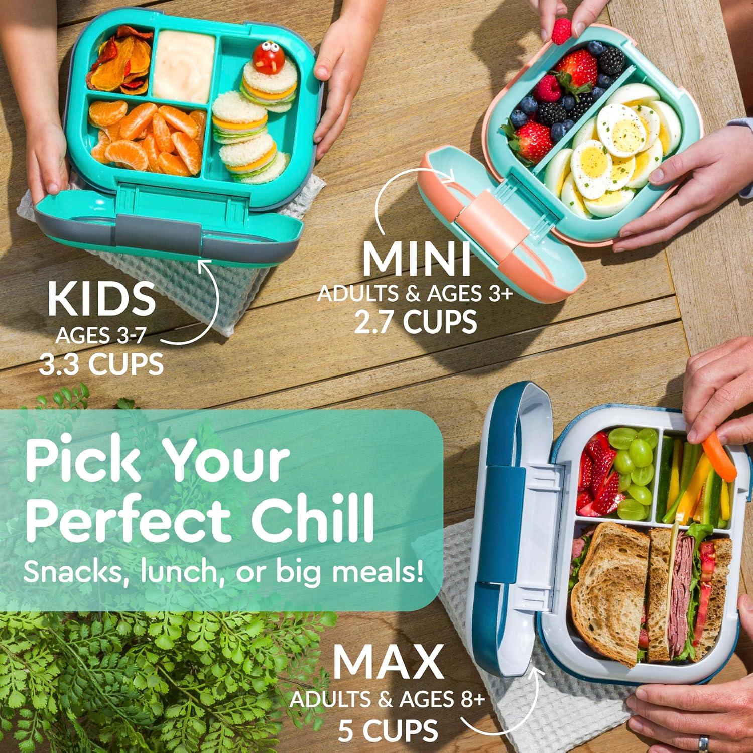 imageBentgo Chill Kids LeakProof Lunch Box  4Compartment Bento Box with BuiltIn Ice Pack 33 Cup Capacity PFAS ampamp BPAFree Microwave ampamp Dishwasher Safe Ideal Size for Ages 3 to 7 PurpleAqua