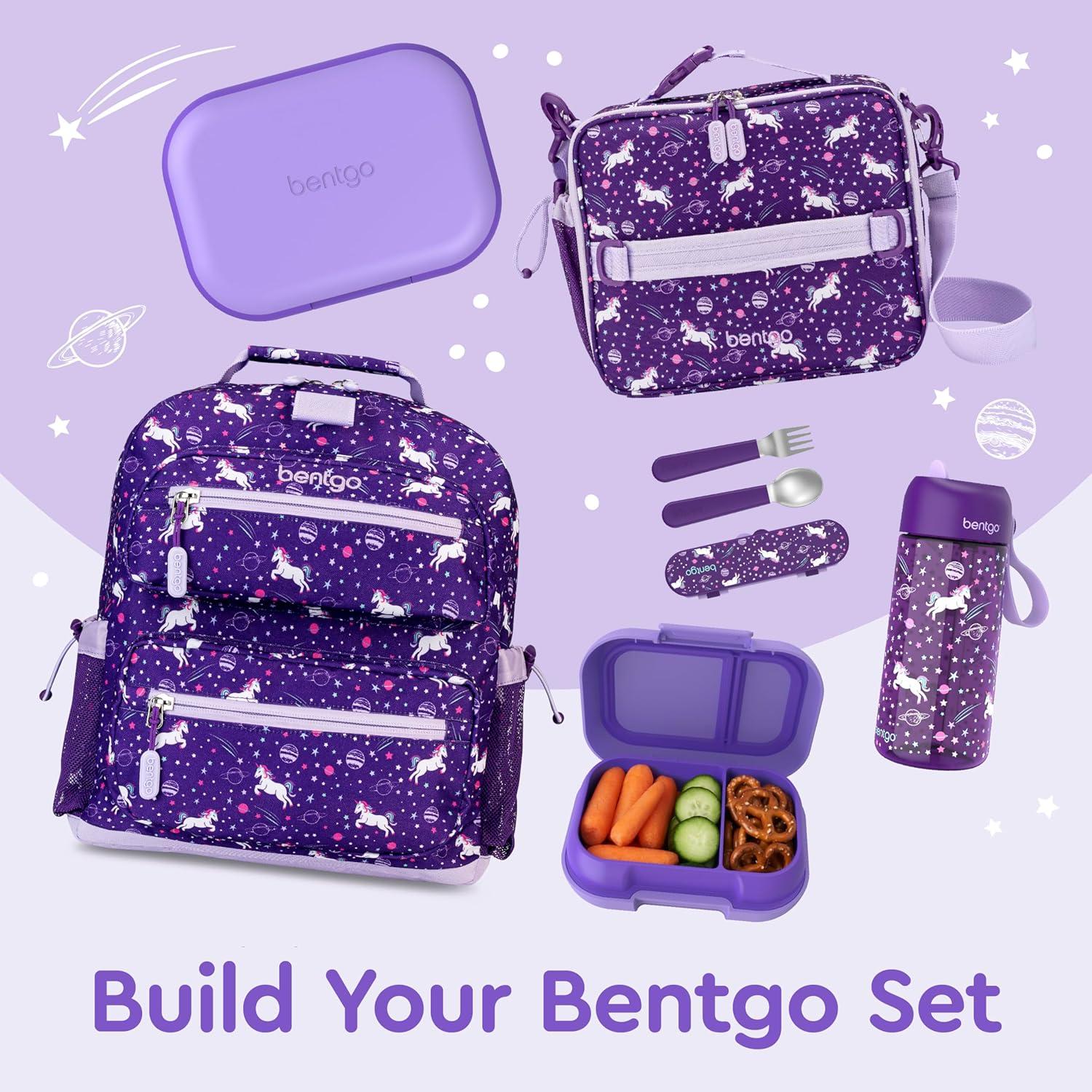 imageBentgo Chill Kids LeakProof Lunch Box  4Compartment Bento Box with BuiltIn Ice Pack 33 Cup Capacity PFAS ampamp BPAFree Microwave ampamp Dishwasher Safe Ideal Size for Ages 3 to 7 PurplePurple