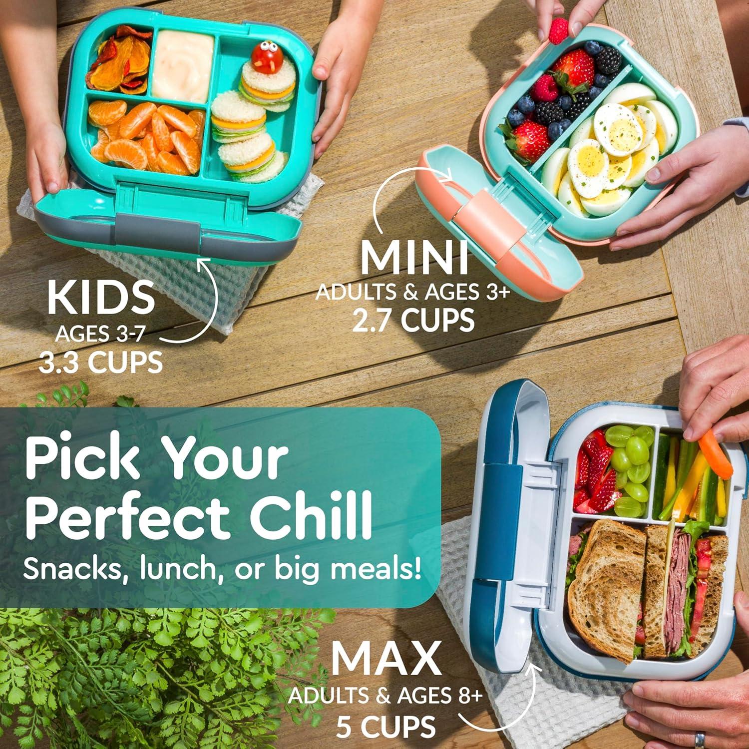 imageBentgo Chill Kids LeakProof Lunch Box  4Compartment Bento Box with BuiltIn Ice Pack 33 Cup Capacity PFAS ampamp BPAFree Microwave ampamp Dishwasher Safe Ideal Size for Ages 3 to 7 PurpleElectric Aqua